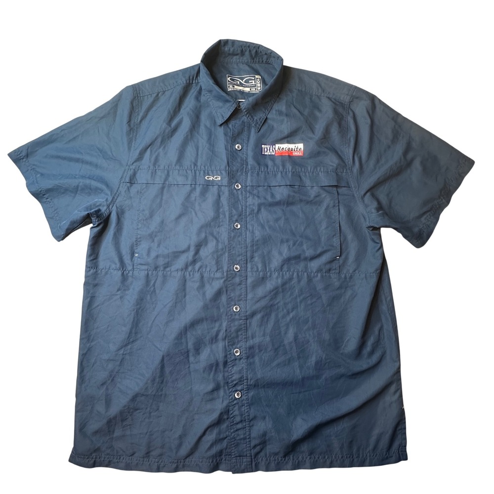 GameGuard Fishing Shirt Mens XL Blue Performance Short Sleeve 1023 Ripstop